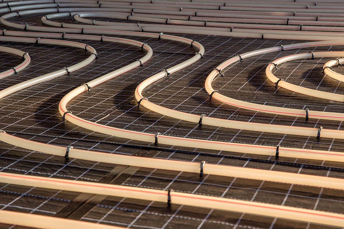 close up of a radiant floor heating system