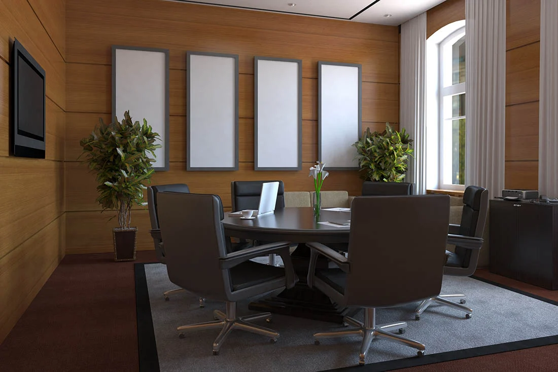 conference room, meeting room, interior visualization, 3D illust empty conference room